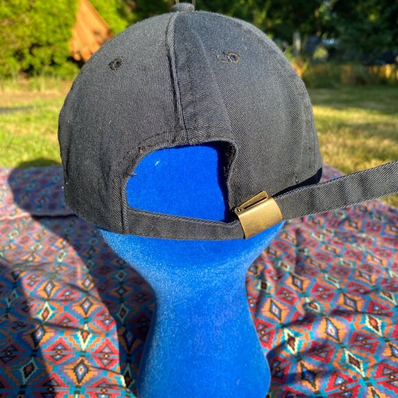 Vtg Birkenstock Hat Strap-back Adjustable Fit Unisex Navy All Cotton Hong Kong - Picture 5 of 9